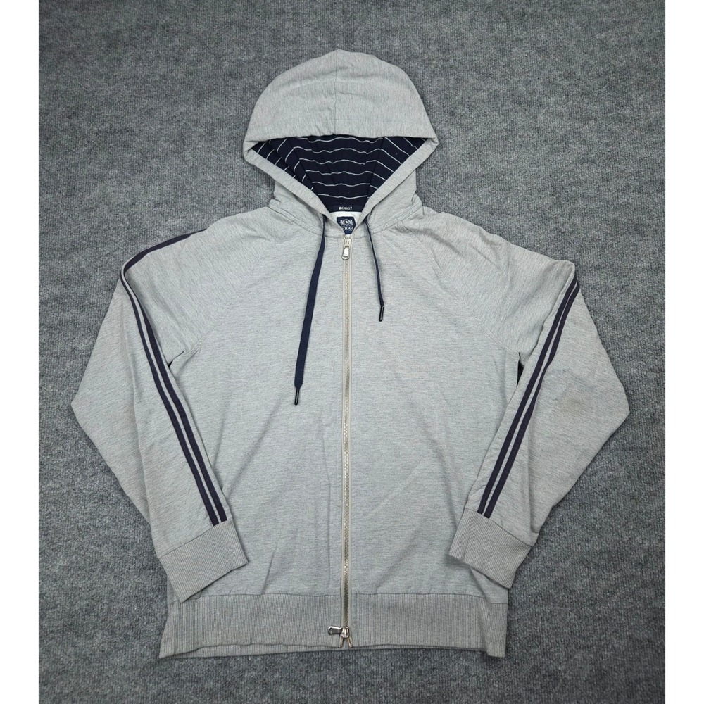BOGGI Milano Hoodie Jacket Men's Large Gray Full Zip Stripe